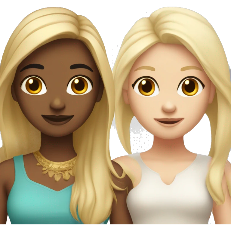Two friends one Indian girl one blonde white girl emoji