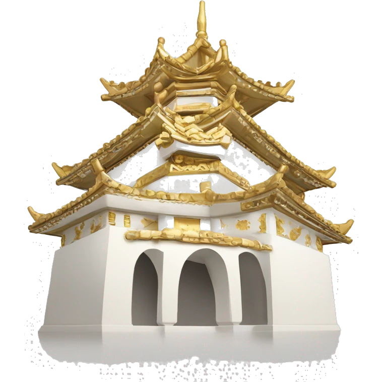 castillo japones en blanco y dorado con adornos japoeses emoji