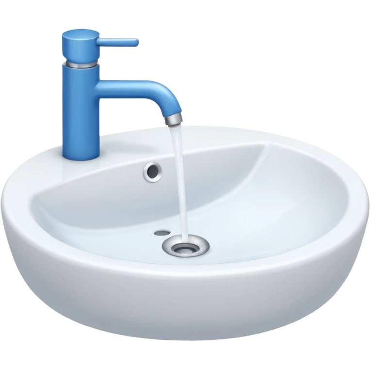 “Flat icon-style emoji of a bathroom sink with a simple faucet and rounded basin, white and blue tones” emoji