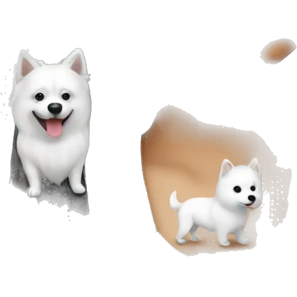asian girl with Japanese spitz dog emoji