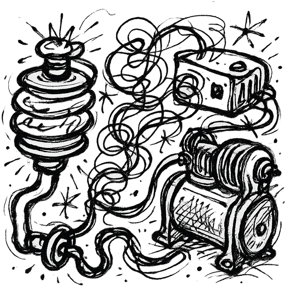 detailed technical illustration of car air suspension system showing air springs, compressor, and control module, isolated on white background emoji
