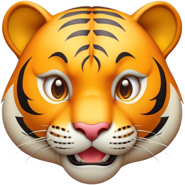 Cinematic Comical Tiger Portrait Emoji, Head tilted dramatically with an exaggeratedly shocked expression, featuring a sleek, muscular build with wide, comically expressive eyes full of humorous disbelief, Simplified yet hilariously expressive features, highly detailed, glowing with a slightly sassy wild glow, high shine, dramatic yet playful, stylized with an air of quirky feline attitude, soft glowing outline, capturing the essence of a meme-worthy tiger that looks ready to side-eye its way into viral fame! emoji