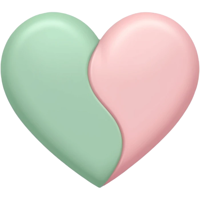 A half pastel green half pastel pink heart emoji