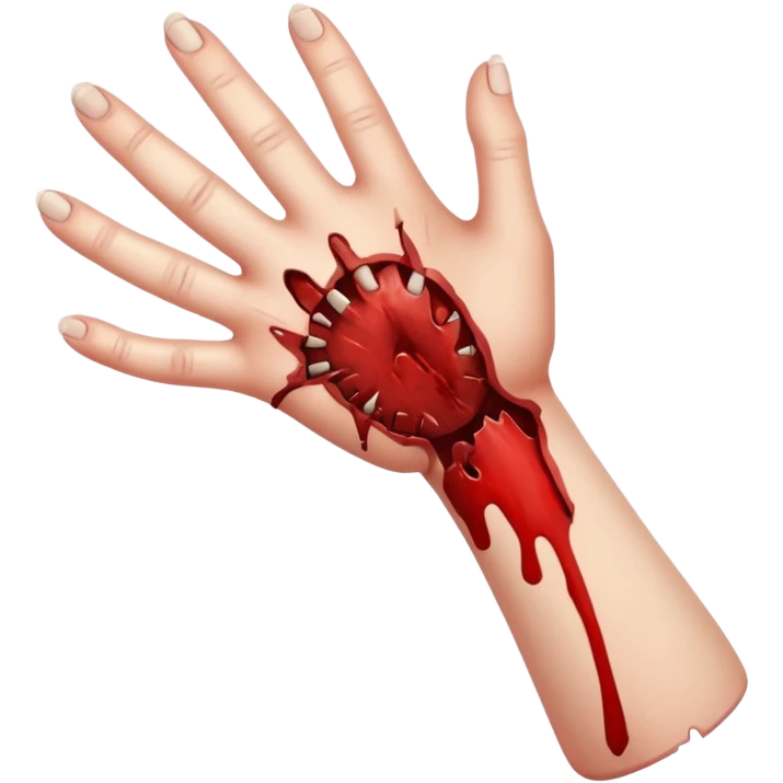 bloody hand, wounded, small wound emoji
