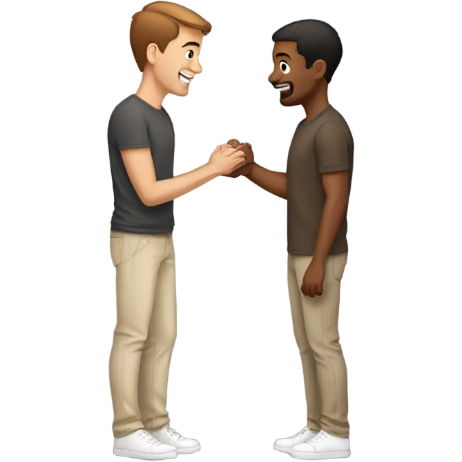 Brown short hair man proposing to another brown short hair man emoji