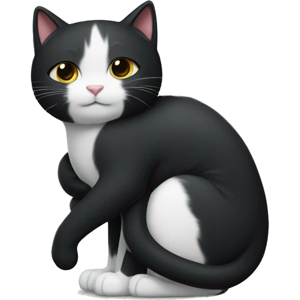 black kitty with white cat hug emoji
