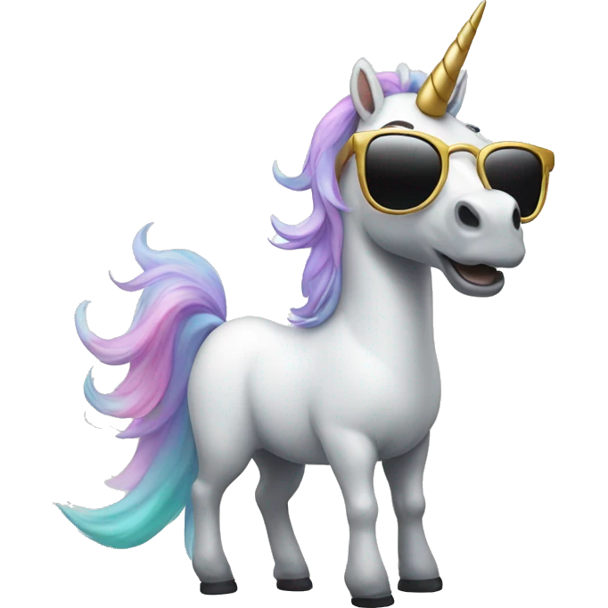 Unicorn flipping off with sunglasses emoji