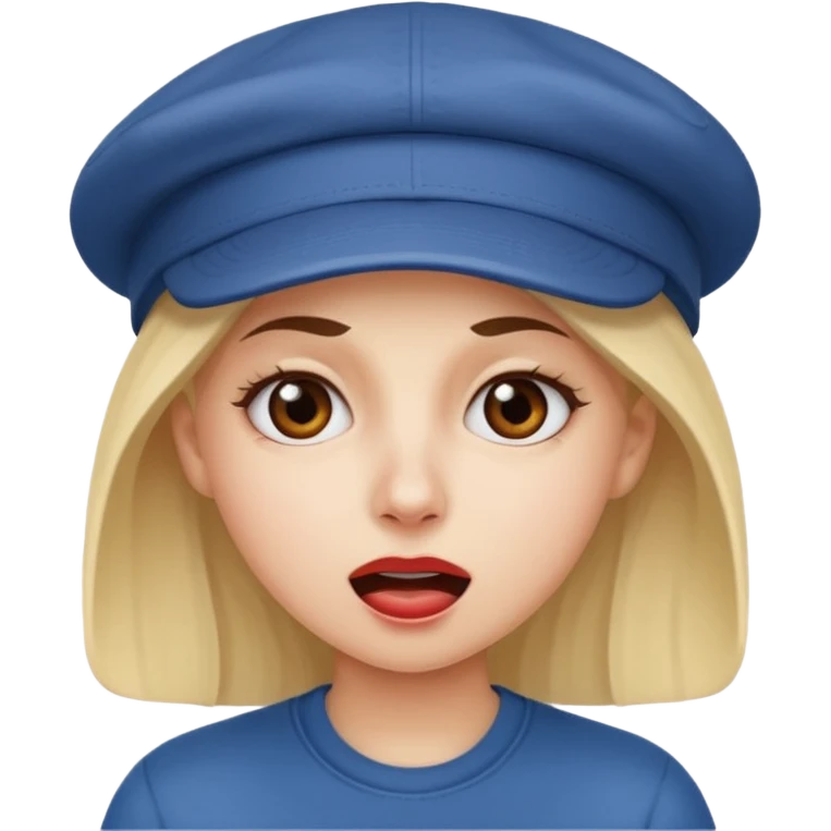 woman wearing cap and making weird face expresions emoji