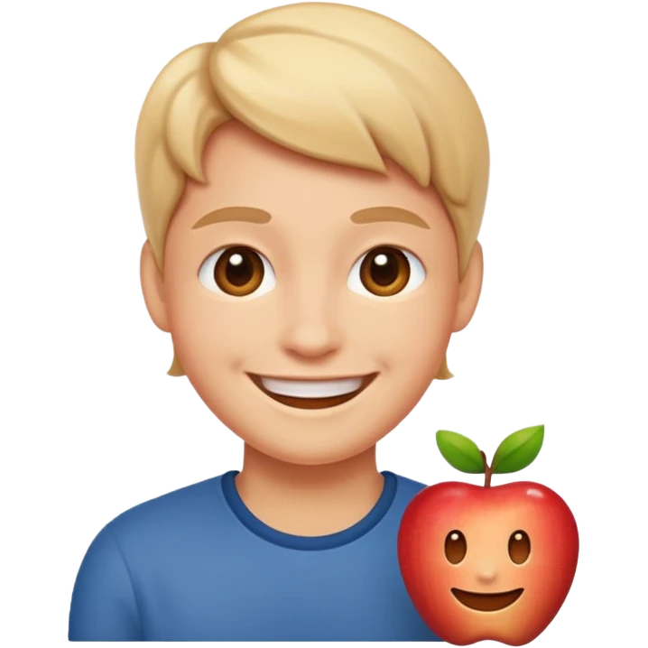 smiling face of a person, apple emoji style, clean background emoji