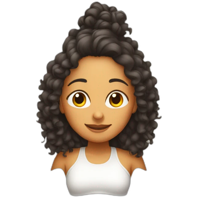 Indian woman with curly hair doing a headstand emoji