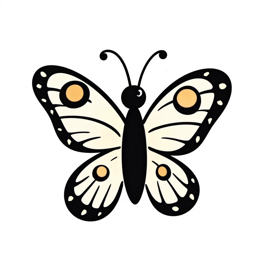 colorful butterfly, playful crayon doodle style, simple and childlike, centered on white emoji