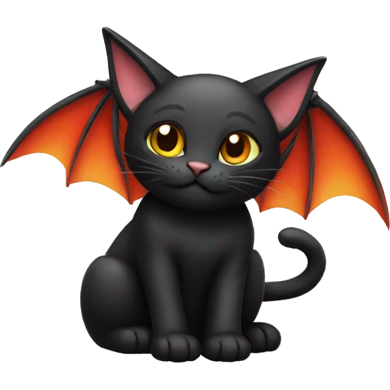 A black cat whit dragon wings and two little horns  emoji