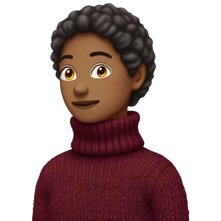 Burgundy white knitted turtleneck sweater emoji