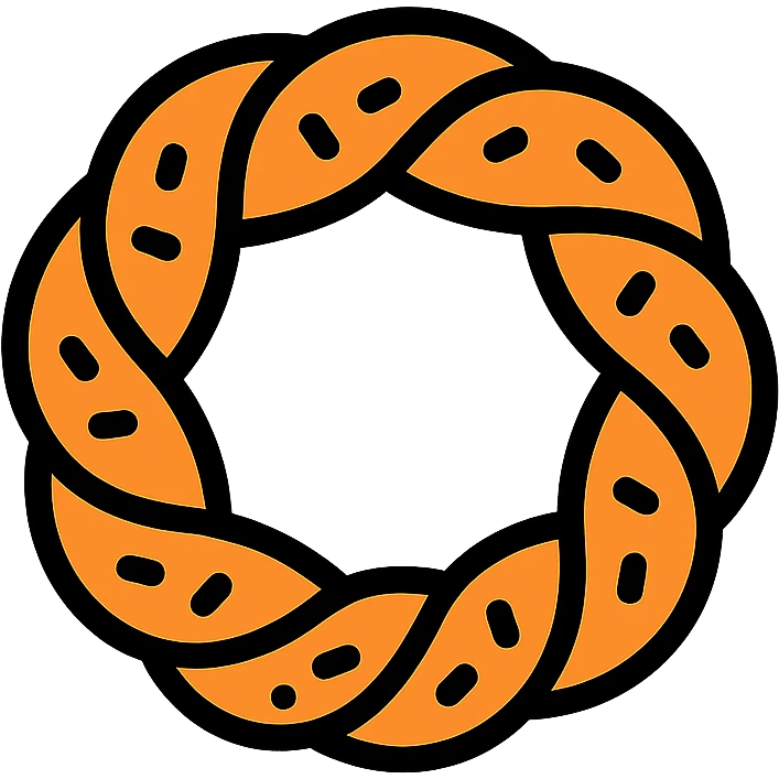 a simit, the Turkish sesame bagel, minimal flat icon style, simple and clean lineal color icon with black outlines emoji