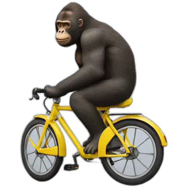 Vélo jaune, avec un gorille dessus emoji