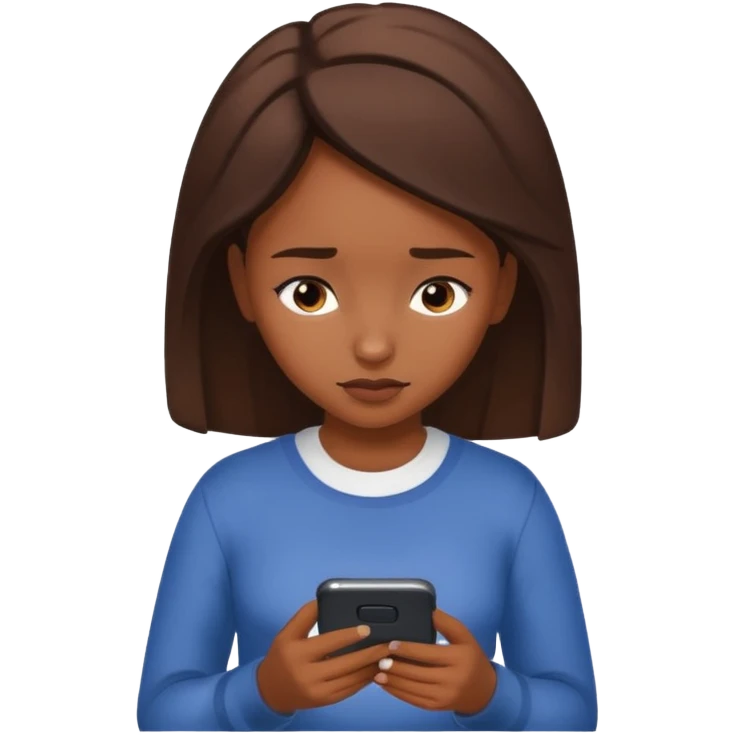 African American girl looking down at her phone emoji