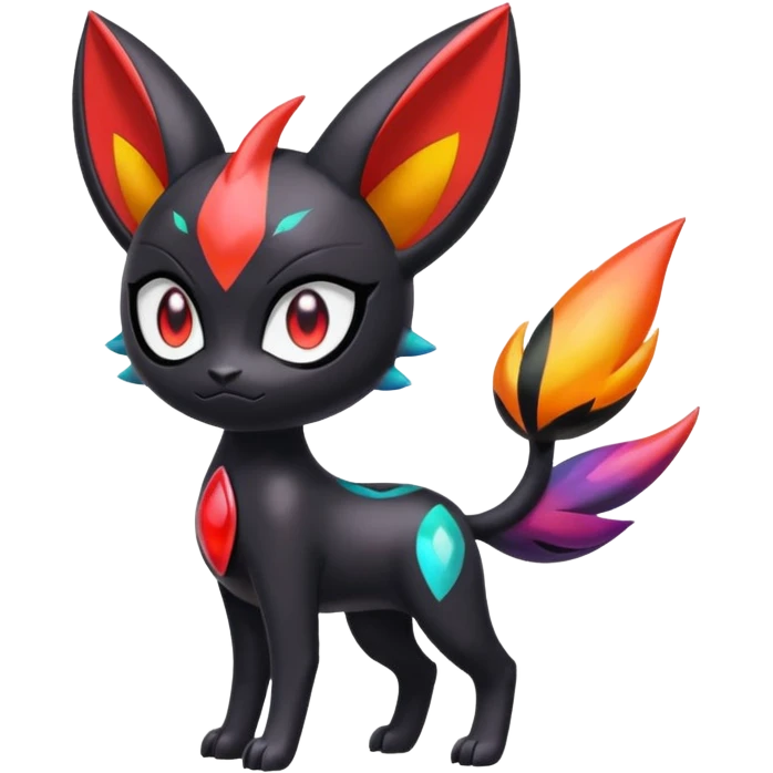 Colorful Meloetta-Litten-Darkrai-Pokémon-Fakémon-fusion-hybrid-creature emoji