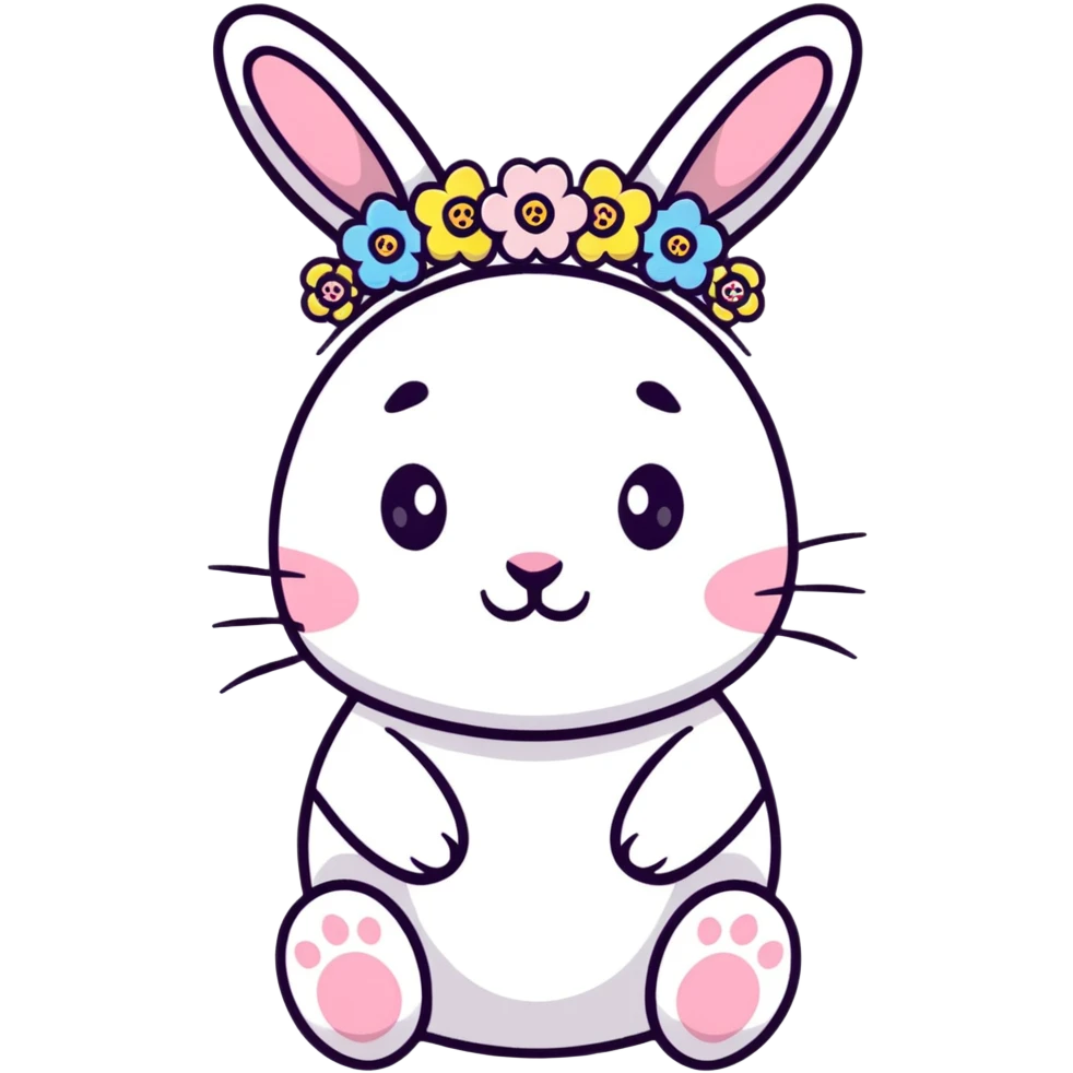 happy Easter bunny wearing a flower crown emoji
