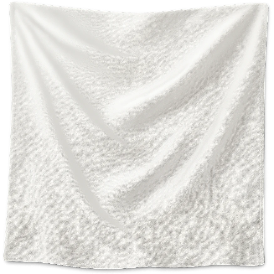 a white silk square, gently draped, subtle highlights, on a transparent background emoji