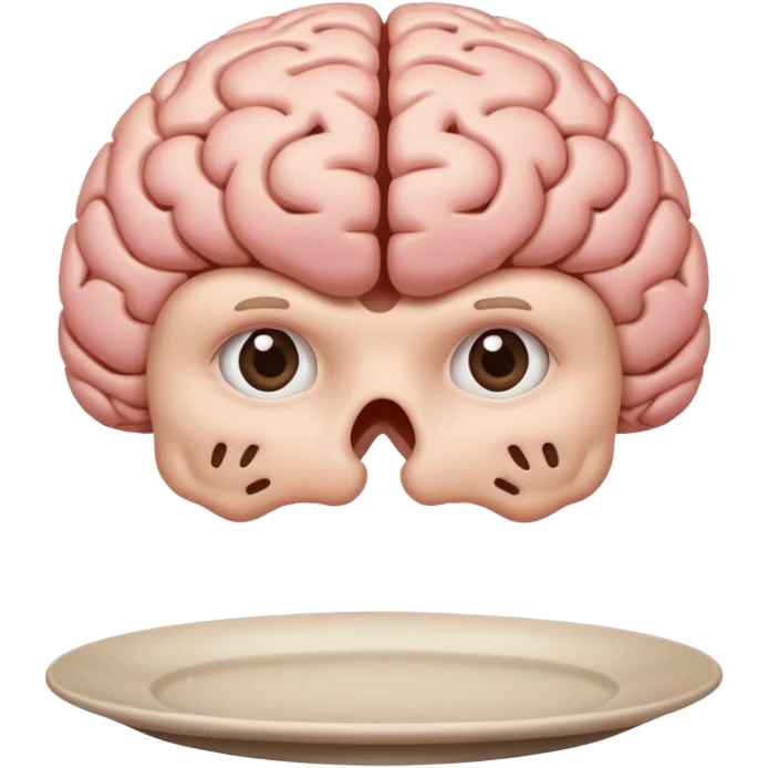 Brain on a plate next to head  emoji
