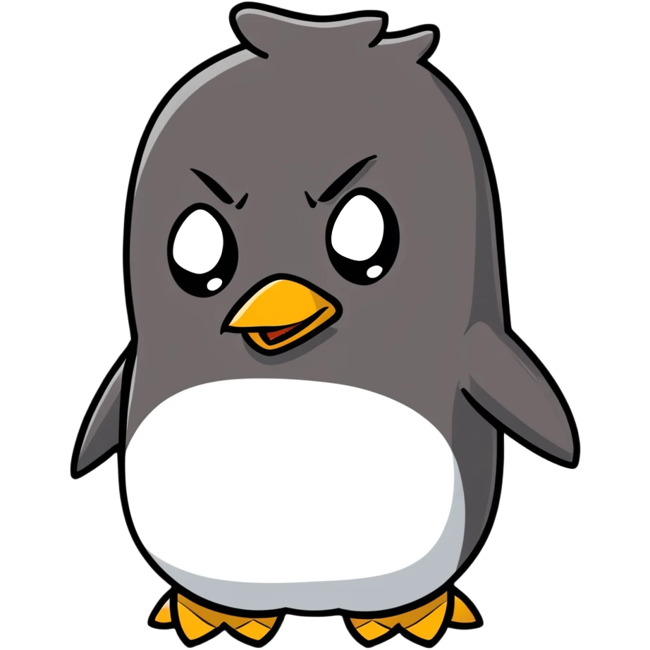 angry penguin cartoonish sticker emoji