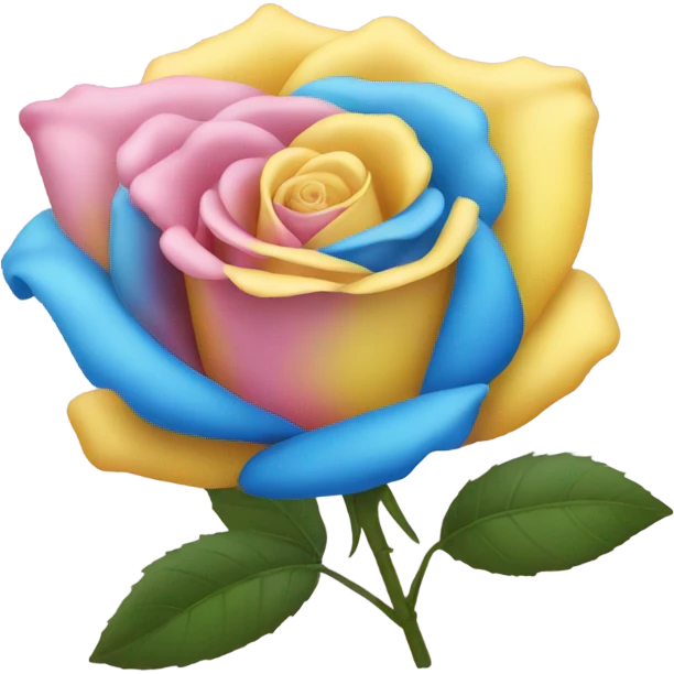 pink yellow and blue rose emoji