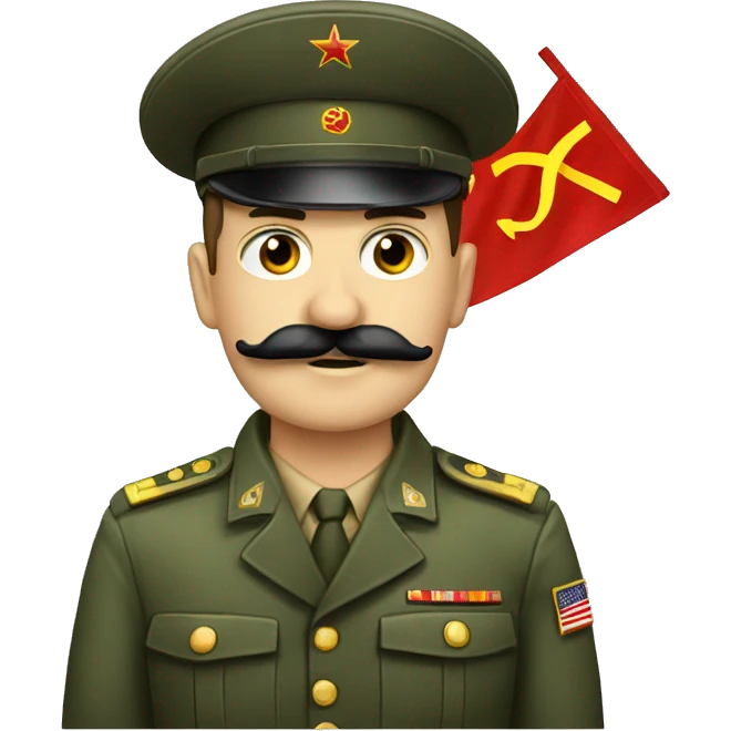 Military man with mustache and a communist flag emoji