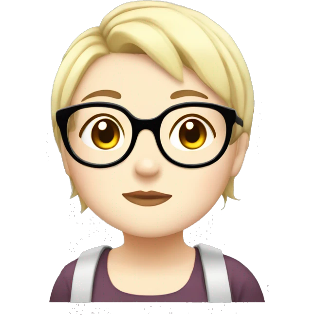 Chubby anime girl with glasses and short blonde hair emoji
