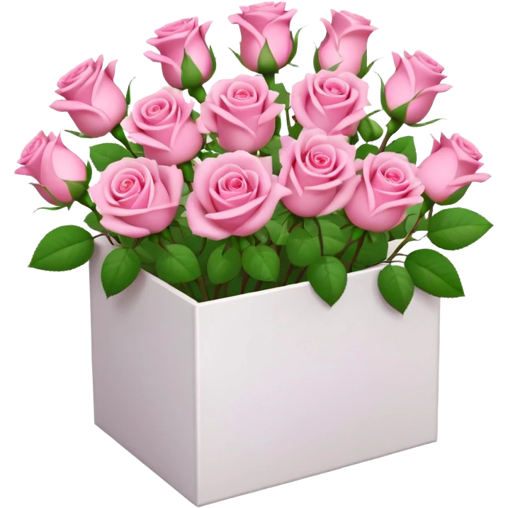 bouquet of pink 15 roses in a white box emoji