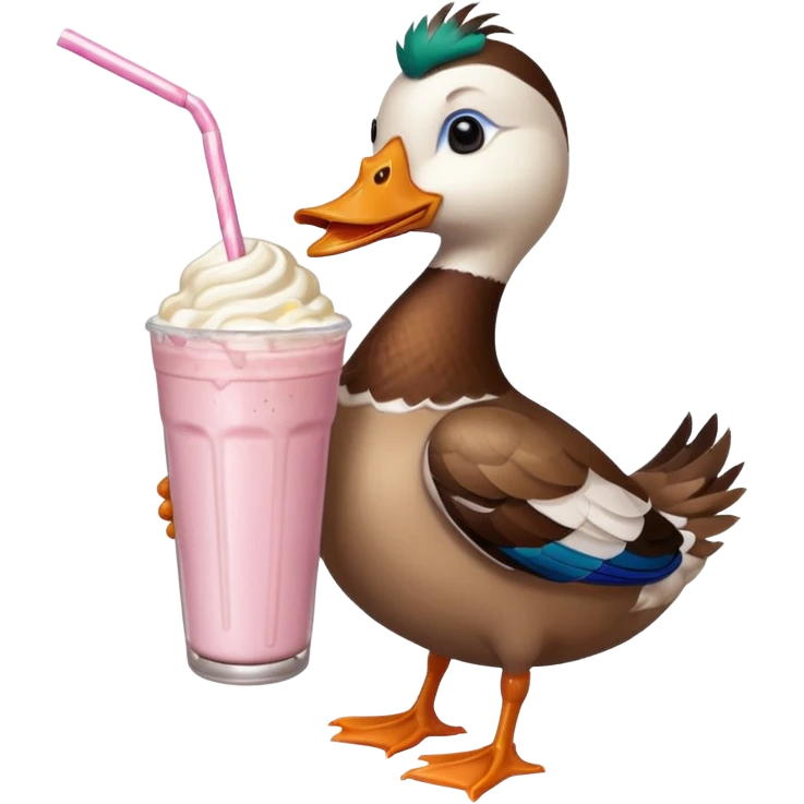 Duck drinking a milkshake  emoji