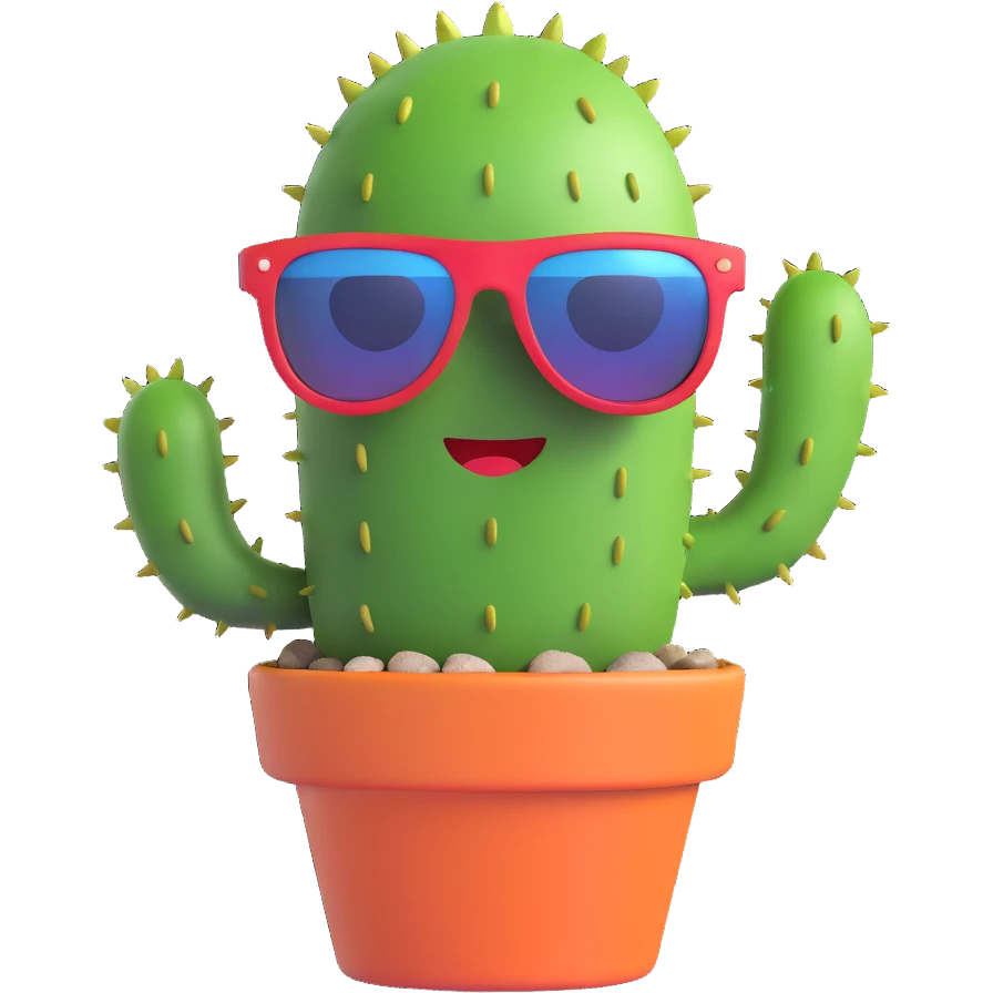 cheerful cactus with sunglasses emoji