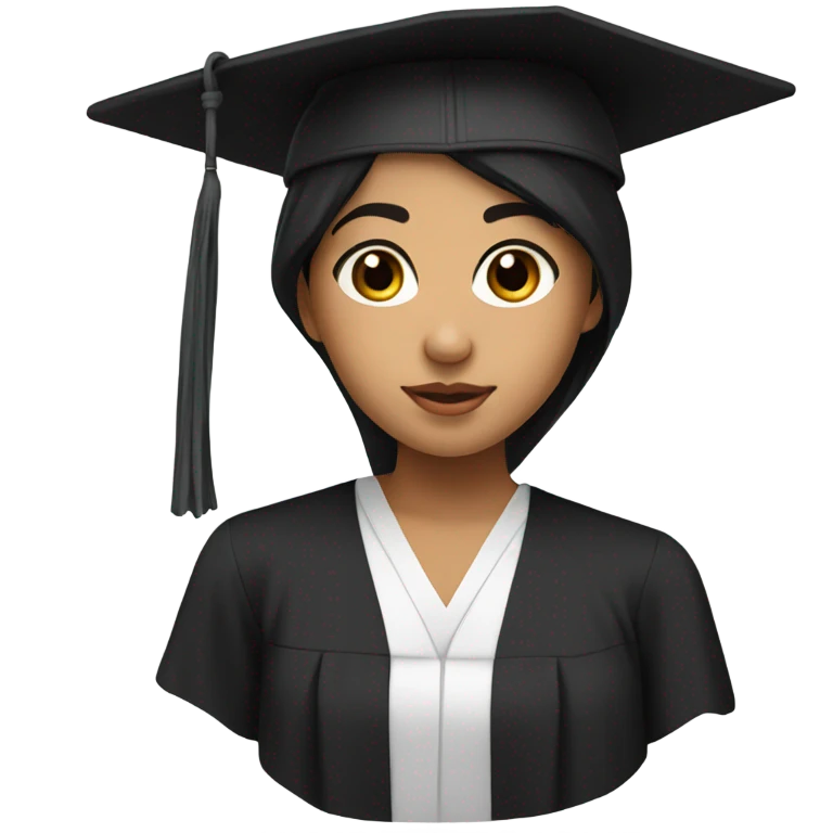 An emoji of a girl with a grad cap with black hair brown eyes and tan color skin  emoji