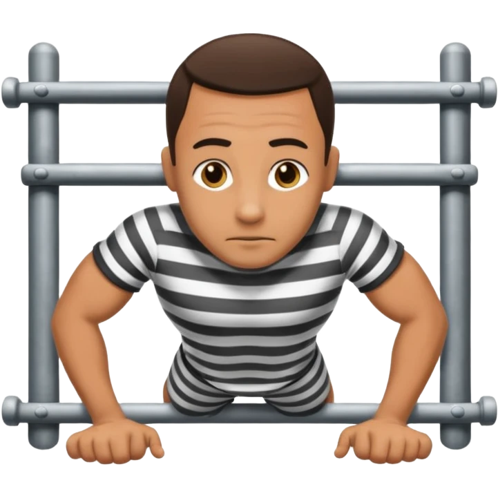Prisoner doing pushups in jail cell emoji