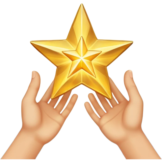 hand with a glowing star in the center emoji