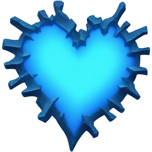 Blue glowing neon broken heart emoji