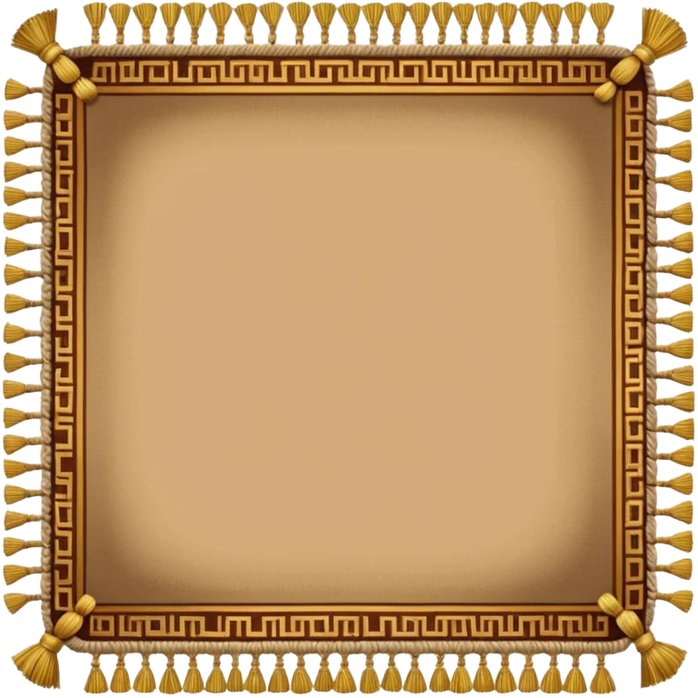A long rectangular brown floor carpet with gold tassels at the ends  emoji