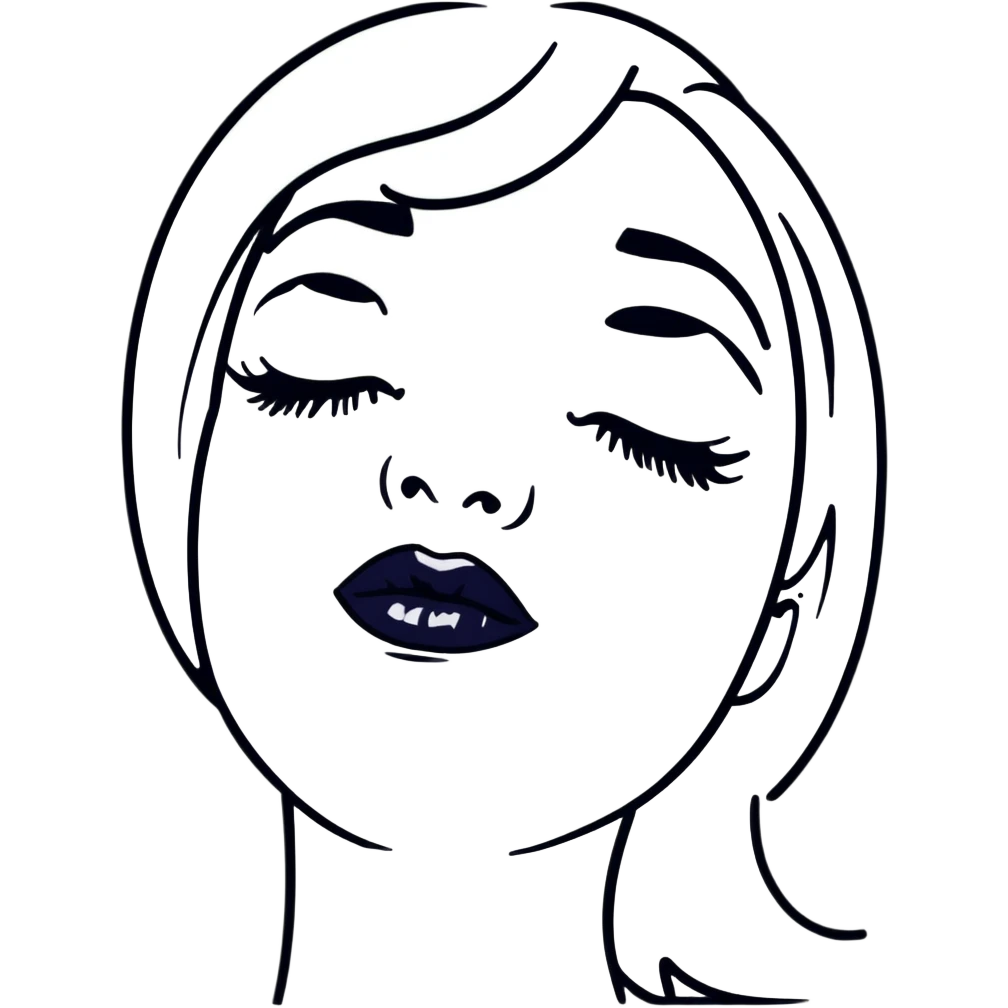 Shiny black lipstick on full lips, fashionable and bold emoji
