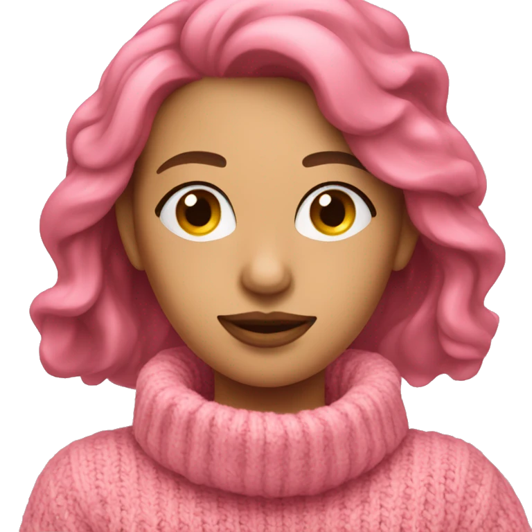 Femme avec un pull rose emoji