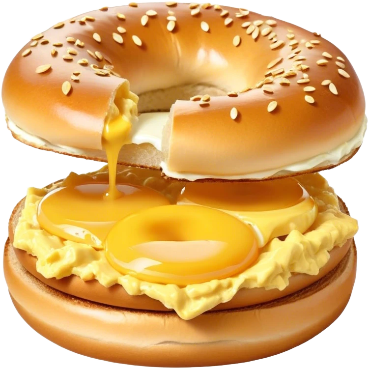 Scrambled egg on a bagel emoji