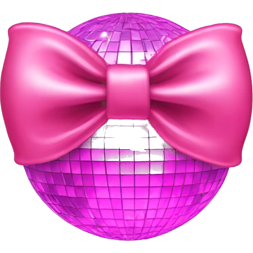 Pink bow disco ball emoji