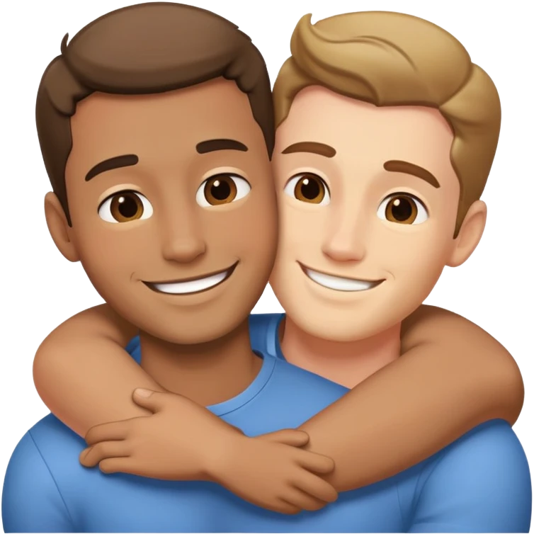 Два симпатичных мужчины обнимаются emoji