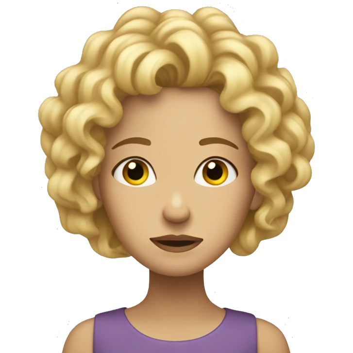 a sad women with curly blonde hair who don’t know what to do emoji