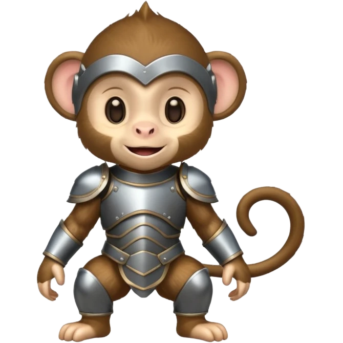 baby monkey in armor, full body, smile emoji