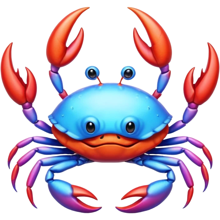 a simple stylised crab with a unicorn horn emoji