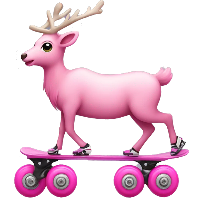 pink reindeer on roller skates  emoji