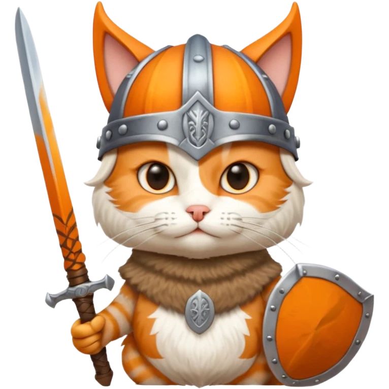 Viking Cat in viking hat holding tiny sword emoji