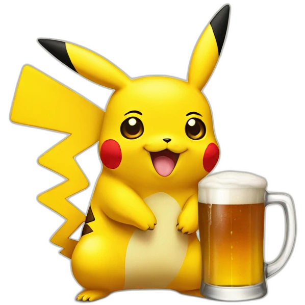 Pikachu avec bière emoji