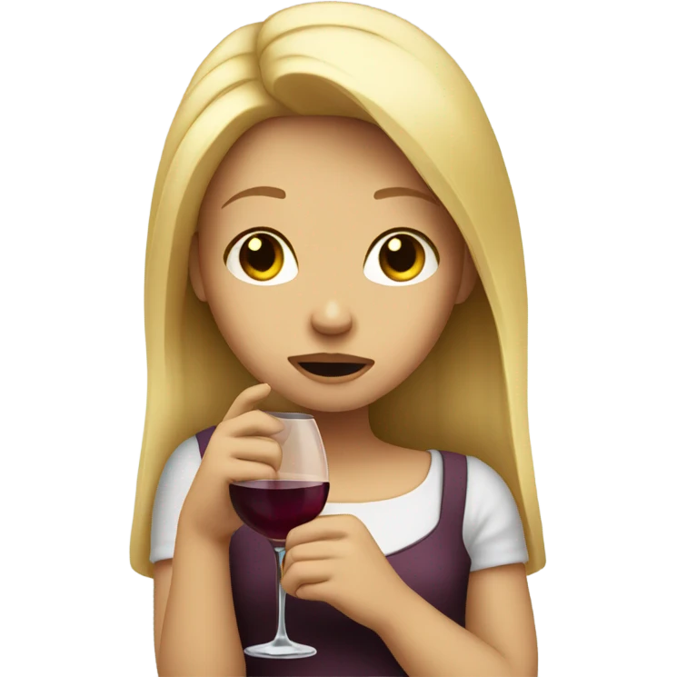 Crying blonde girl with wine glass emoji