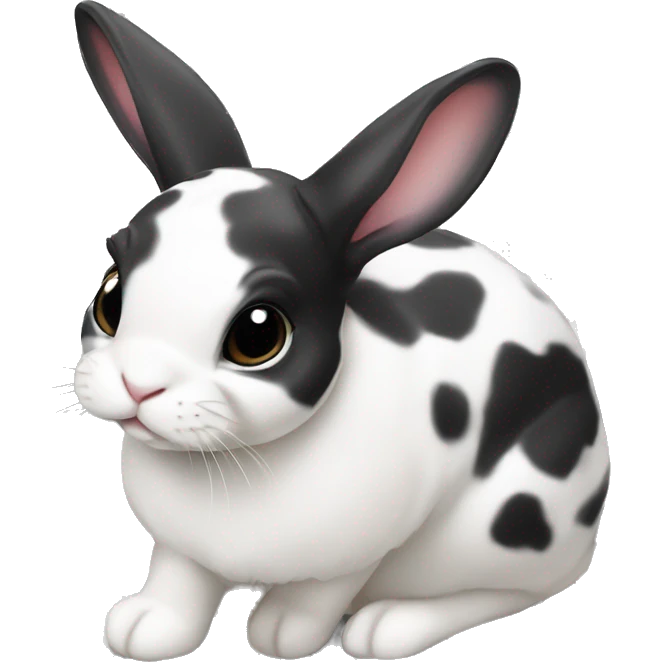 black and white spotted female mini rex rabbit emoji