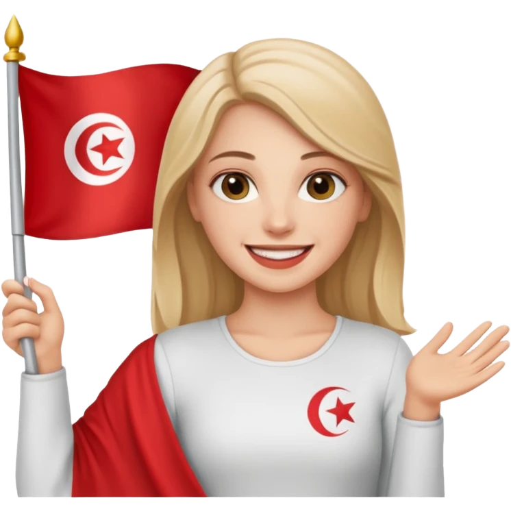 a white  girl holding tunisia flag emoji